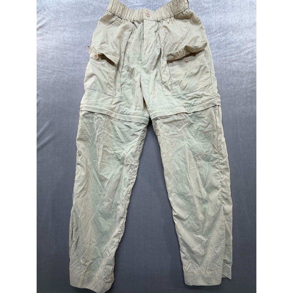 Vintage Sportif Women‎ Convertible Zip off Pants Shorts Beige 100% Nylon Small